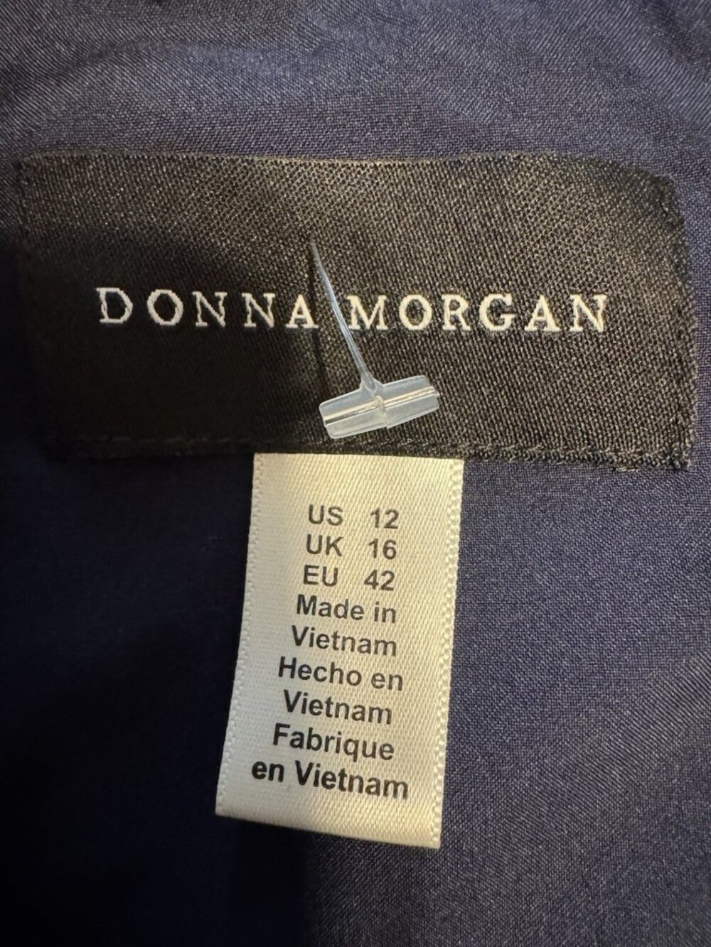 Donna Morgan Dress 12 Blue 3/4 Long Sleeve Flutter Career Church NEW - Picture 6 of 10